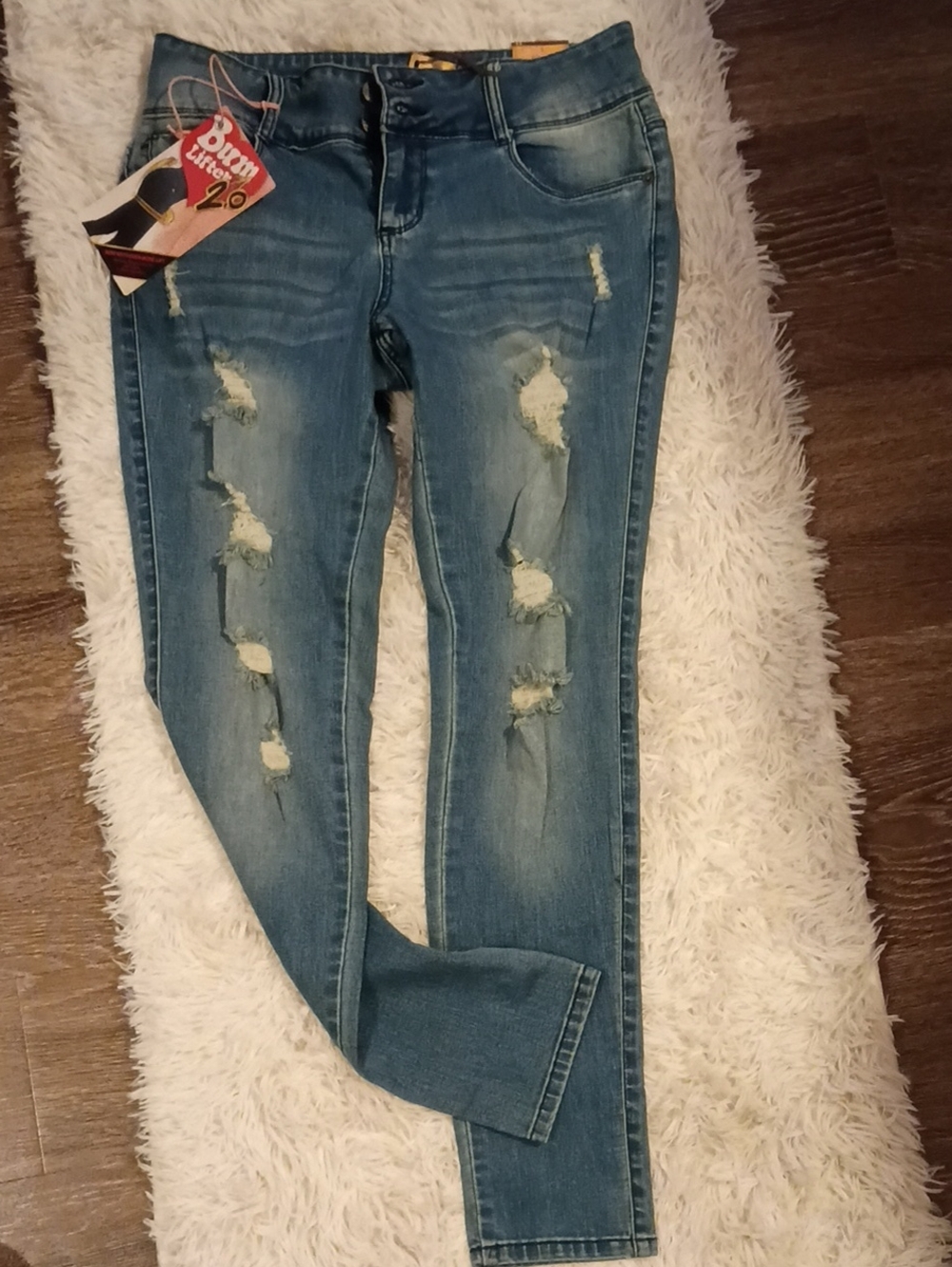 Women’s Distressed Blue Skinny Jeans - Brand: Burn (if visible)